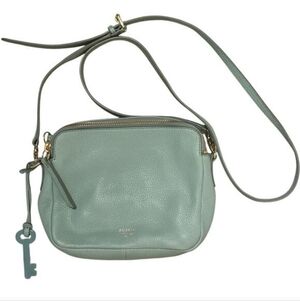 Fossil Sydney Crossbody Camera Bag Mint Green Pebbled Leather